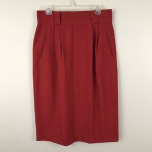 Vtg Ms Habits Skirt Women 32 Waist Red Midi Wide Panel Waist Front Pleats